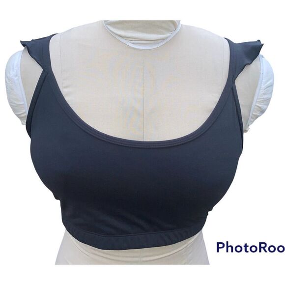 Joy Lab Women’s Sports Bra Racer Back Ruffle Strap Sz. L Black Athletic - Picture 6 of 10